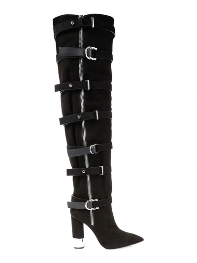 Shop Giuseppe Zanotti Women's Crudela Suede Over-the-knee Buckle Boots In Nero