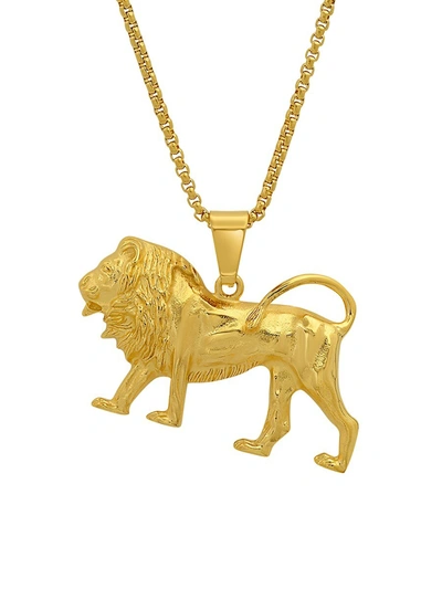 Shop Anthony Jacobs Men's 18k Goldplated Stainless Steel Lion Pendant Necklace In Neutral