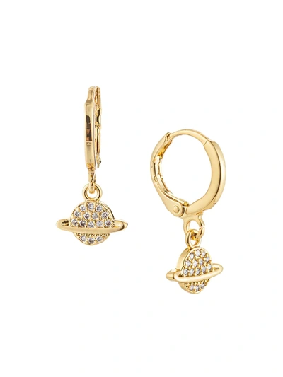Shop Eye Candy La Women's Luxe Titan 14k Goldplated & Cubic Zirconia Planet Huggie Hoop Earrings In White