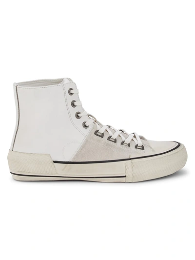 Shop Allsaints Men's Waylon Suede & Leather High-top Sneakers In Off White