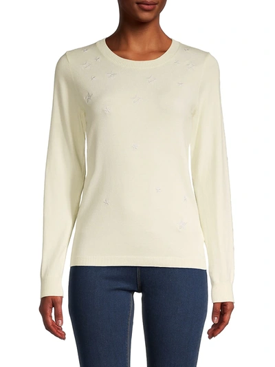 Shop Rebecca Minkoff Women's Lilita Star Embroidery Sweater In Nude