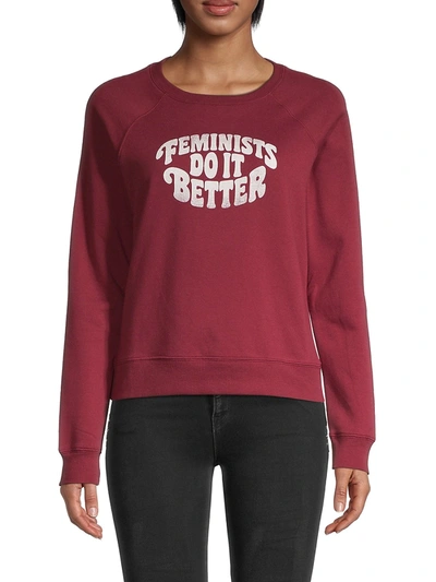 Shop Rebecca Minkoff Women's Feminists Do It Better Cotton-blend Sweatshirt In Dark Red