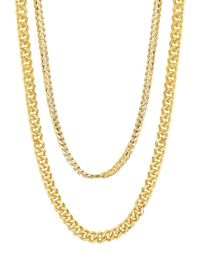 Shop Sterling Forever Women's Goldplated Layered Curb Chain Necklace In Neutral