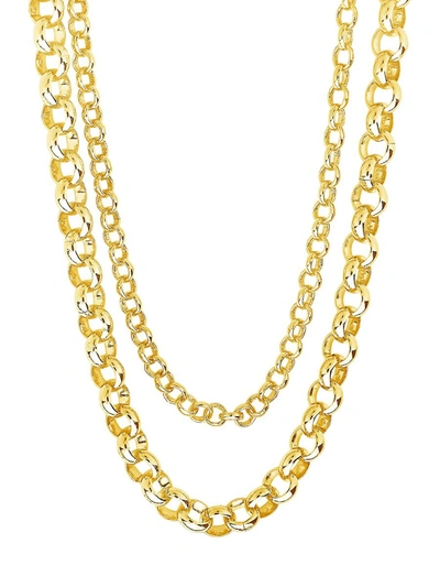 Shop Sterling Forever Women's Goldplated Bold Layered Rolo Chain Necklace In Neutral