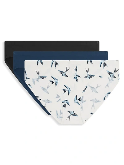 Aqs Laser Bonded Bikini In Blue Navy Black
