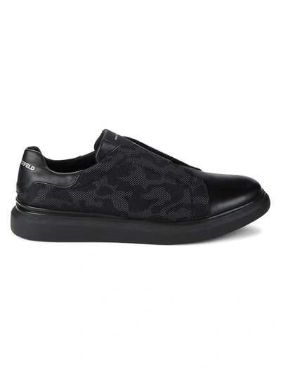 Shop Karl Lagerfeld Men's Camouflage Slip-on Sneakers In Black