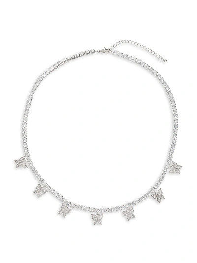 Shop Eye Candy La Women's Silvertone & Crystal Butterfly Necklace In Neutral