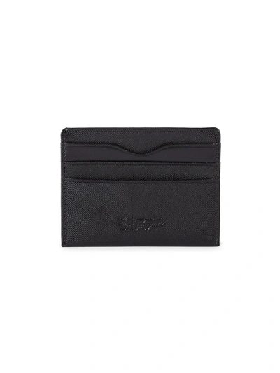 Shop Original Penguin Men's Saffiano Leather Card Case In Black