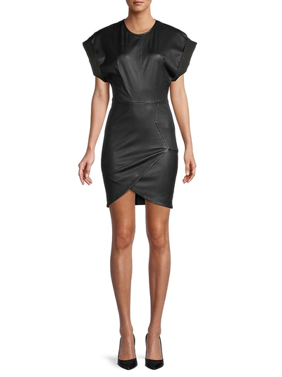 Shop Iro Women's Asymmetrical Leather Mini Dress In Black