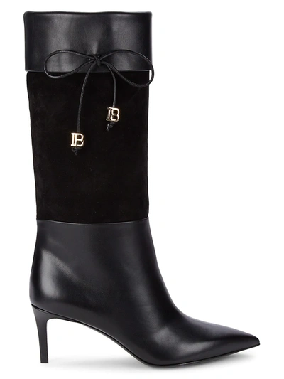 Shop Balmain Women's Mina Suede & Leather Boots In Black