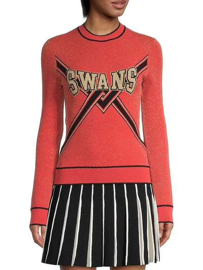 Shop Off-white Women's Swans Graphic Sweater In Red Gold