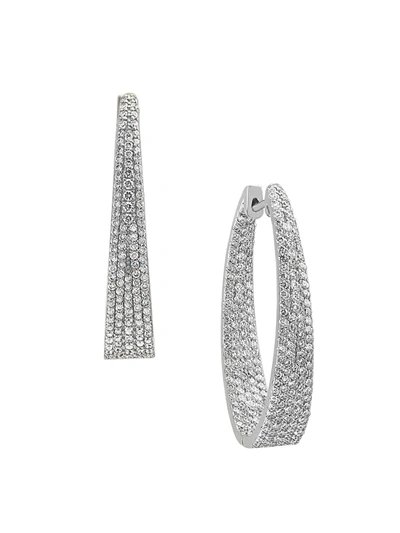 Shop Effy Women's 14k White Gold Diamond Graduated Hoop Earrings