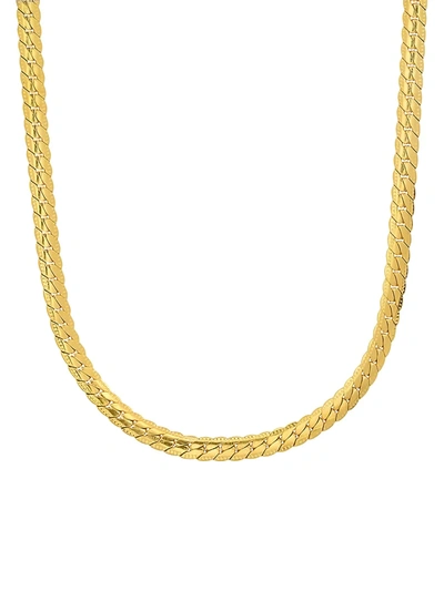Shop Anthony Jacobs Men's 18k Goldplated Stainless Steel Curb Cuban Link Flat Necklace In Neutral