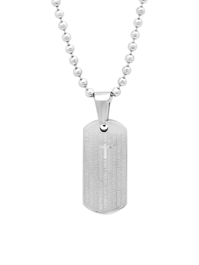 Shop Anthony Jacobs Men's Stainless Steel Lord's Prayer Pendant Necklace In Neutral