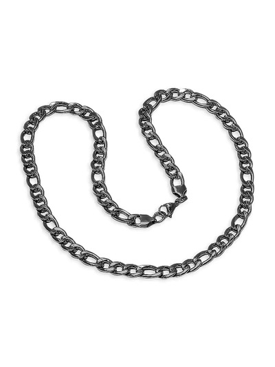 Shop Anthony Jacobs Men's Stainless Steel Figaro Chain Necklace In Black