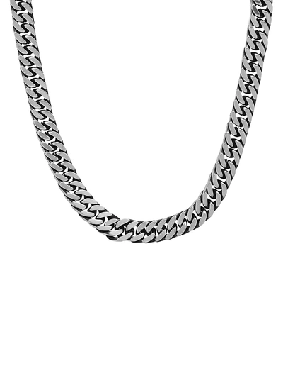 Shop Anthony Jacobs Men's Stainless Steel Curb Link Chain Necklace In Neutral