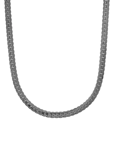 Shop Anthony Jacobs Men's Stainless Steel Curb Cuban Link Flat Necklace In Black