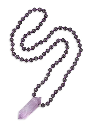 Shop Eye Candy La Women's Luxe Amethsyt & Quartz Beaded Pendant Necklace In Amethyst