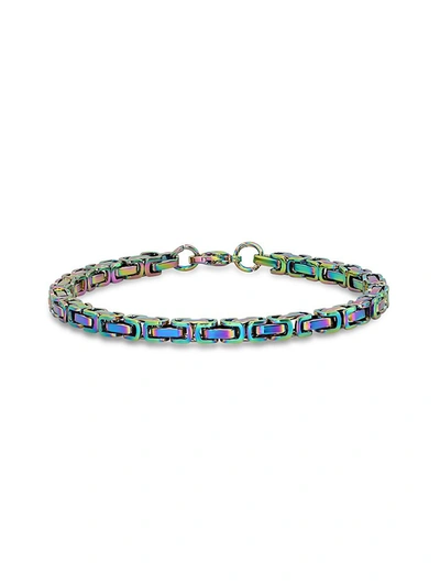Shop Anthony Jacobs Men's Multicolor Ip Stainless Steel Byzantine Bracelet In Neutral