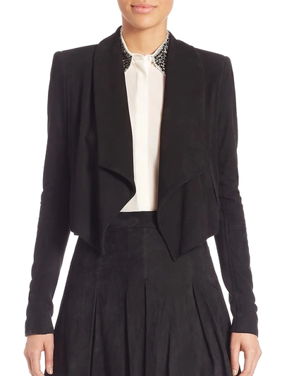 Shop Alice And Olivia Women's Harvey Shawl Collar Suede Jacket In Black