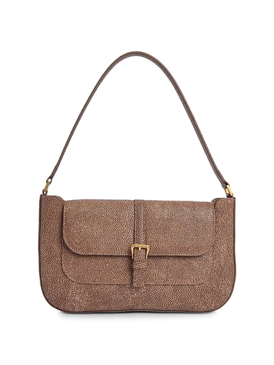 Shop By Far Women's Miranda Stingray-print Leather Shoulder Bag In Taupe