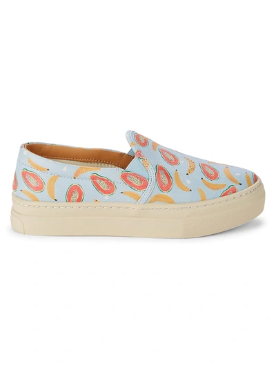 Shop Soludos Women's Papaya Banana Slip-on Leather Sneakers In Blue