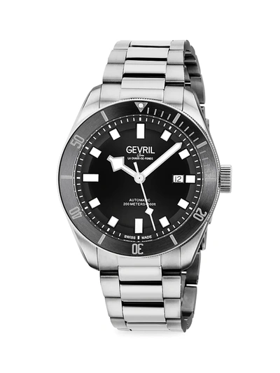 Shop Gevril Men's Yorkville Stainless Steel Swiss Automatic Bracelet Watch In Black