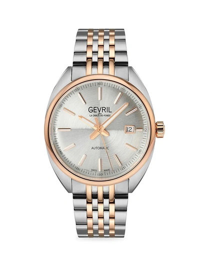 Shop Gevril Men's Five Points Swiss Automatic Stainless Steel Bracelet Watch In Sapphire