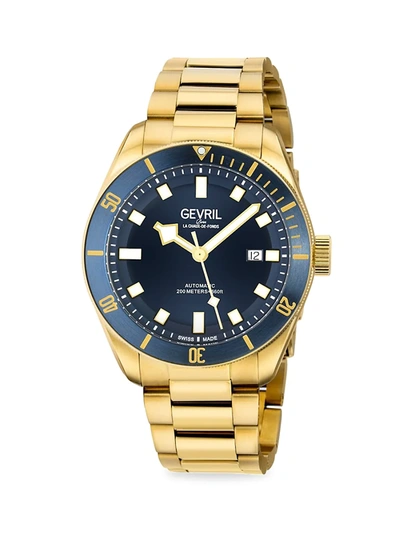 Shop Gevril Men's Yorkville Stainless Steel Swiss Automatic Bracelet Watch In Blue