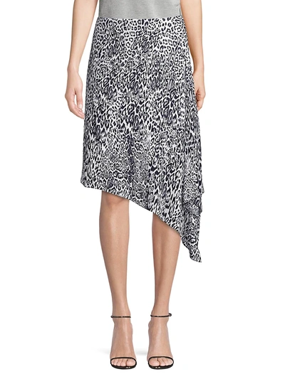 Shop Elie Tahari Women's Alexa Leopard-print Asymmetric Midi Skirt In Quartz Multicolor