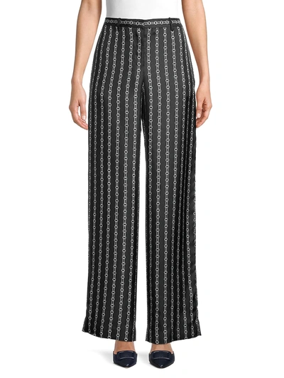 Shop Theory Women's Chain-print Silk Pants In Black Multi