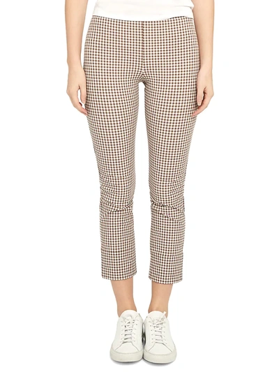 Shop Theory Women's Check Cropped Skinny Pants In Ivory Multi