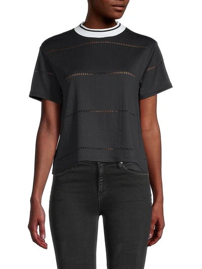 Shop French Connection Women's Rayna Cropped T-shirt In Utility Blue