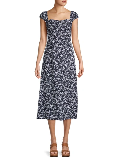 Shop French Connection Women's Cersier Printed Dress Dress In Utility Blue