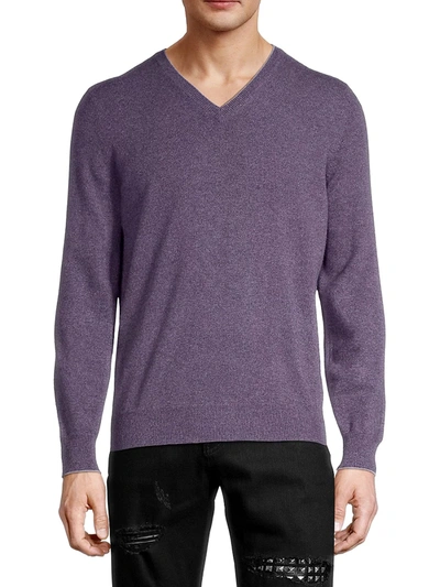 Shop Brunello Cucinelli Men's Cashmere Sweater In Purple