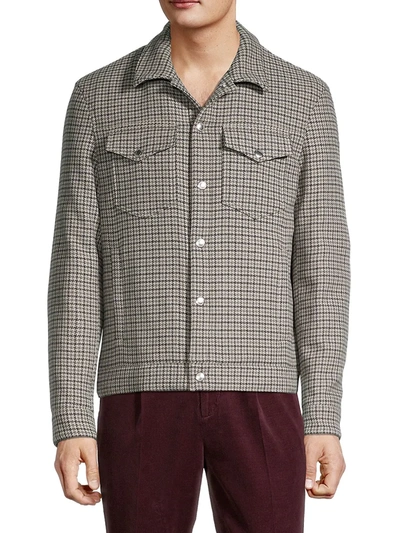 Shop Brunello Cucinelli Men's Houndstooth Wool & Cashmere-blend Jacket In Grey