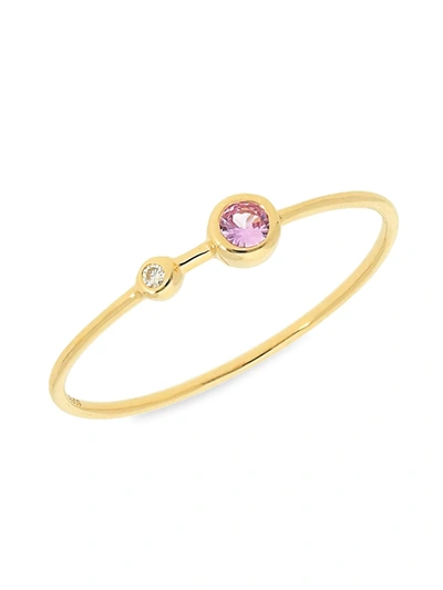 Shop Nephora Women's 14k Yellow Gold, Sapphire & Diamond Bezel Ring