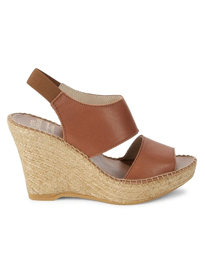 Shop Andre Assous Women's Reese Leather Espadrille Wedge Sandal In Caramel