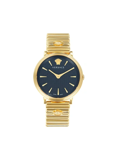 Shop Versace Women's Logomania Stainless Steel Bracelet Watch In Sapphire