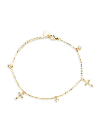Shop Chloe & Madison Women's Gold Vermeil & Cubic Zirconia Cross Charm Bracelet
