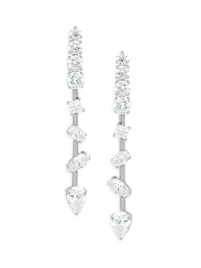 Shop Adriana Orsini Women's Tivoli Scatter Sterling Silver & Crystal Linear Earrings