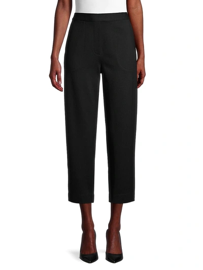 St John ‘diana' Flat Front Pressed Crease Straight Leg Pants In Black