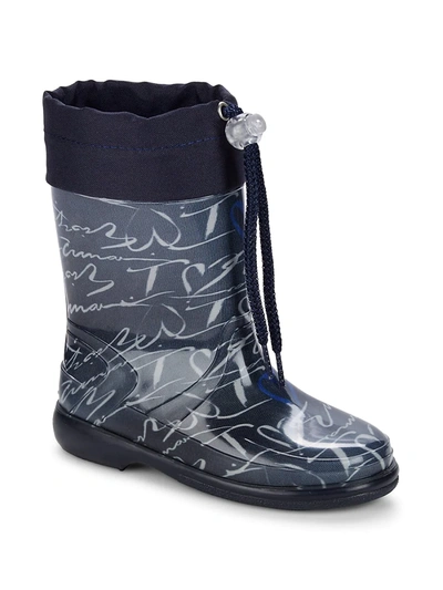 Shop Armani Junior Kid's Printed Rain Boots In Blue