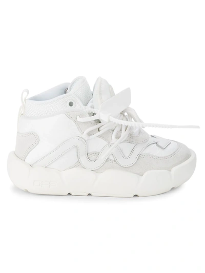 Shop Off-white Women's Leather, Suede & Textile Chunky Sneakers In Optical White