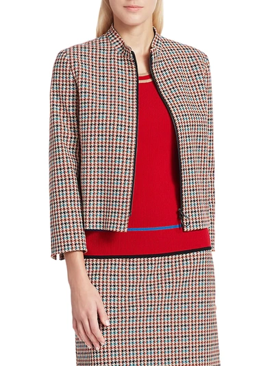 Shop Akris Punto Women's Houndstooth Sport Tape Jacket In Multi Luminous Red