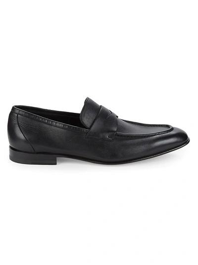 Shop Santoni Men's Gannon-1 Leather Loafers In Black