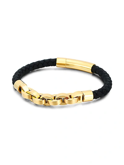 Shop Eye Candy La Women's Luxe Danny 18k Goldplated Titanium & Leather Bracelet In Neutral