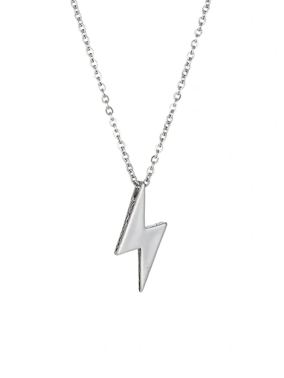 Shop Eye Candy La Women's Luxe Lightning Bolt Titanium Pendant Necklace In Neutral