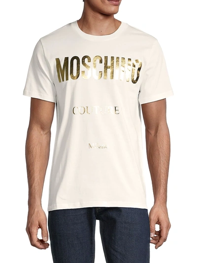 Shop Moschino Couture ! Men's Logo Cotton T-shirt In White
