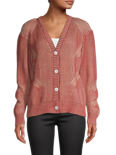 Shop Nicole Miller Women's Plaited Cotton Sweater In Rust